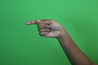 T extended- T base handshape, index finger pointed