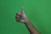 Good- 4 fingers tucked into hand, thumb extended up