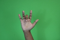 5 hand, bent down middle finger